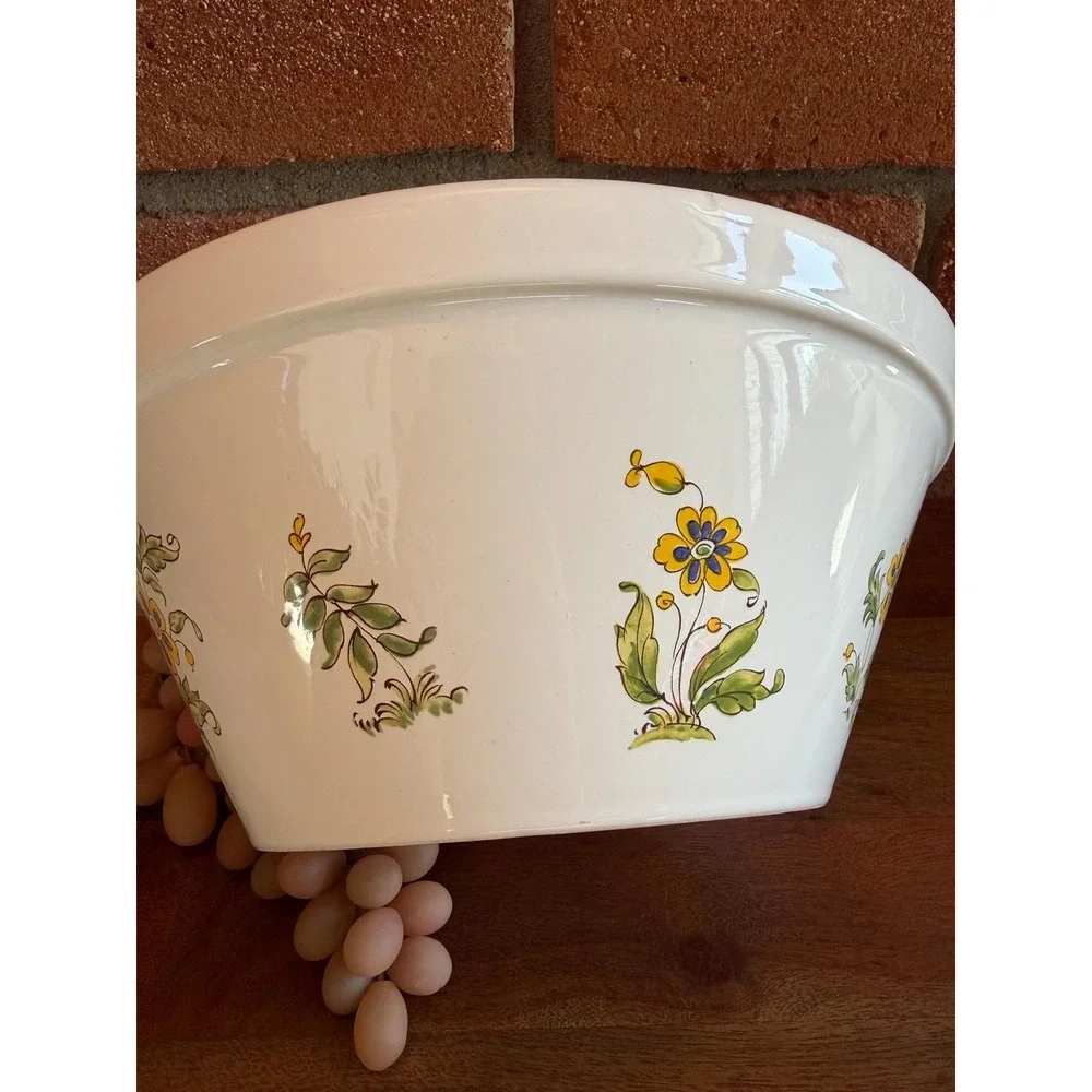 Vieux Provence Green Trim Large Salad Serving Bowl
